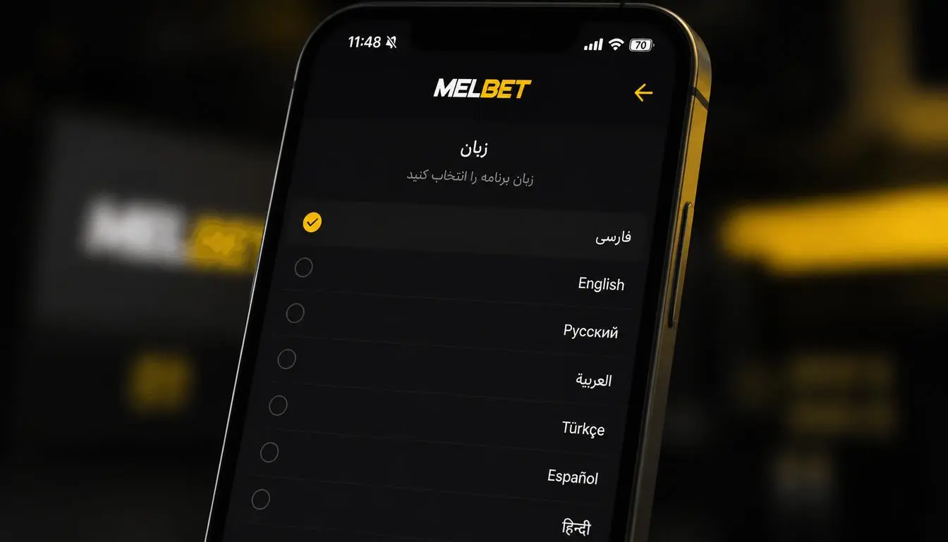 تنظیم زبان فارسی در اپلیکیشن MelBet
